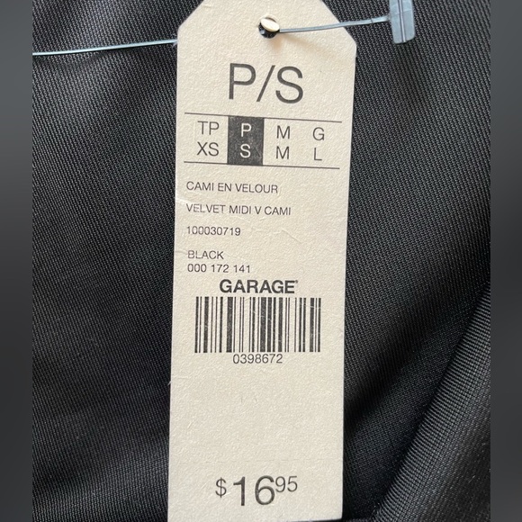 π2/$20 | NWT Garage Black Velvet Midi V Cami Tank Top | Size S - Picture 9 of 9